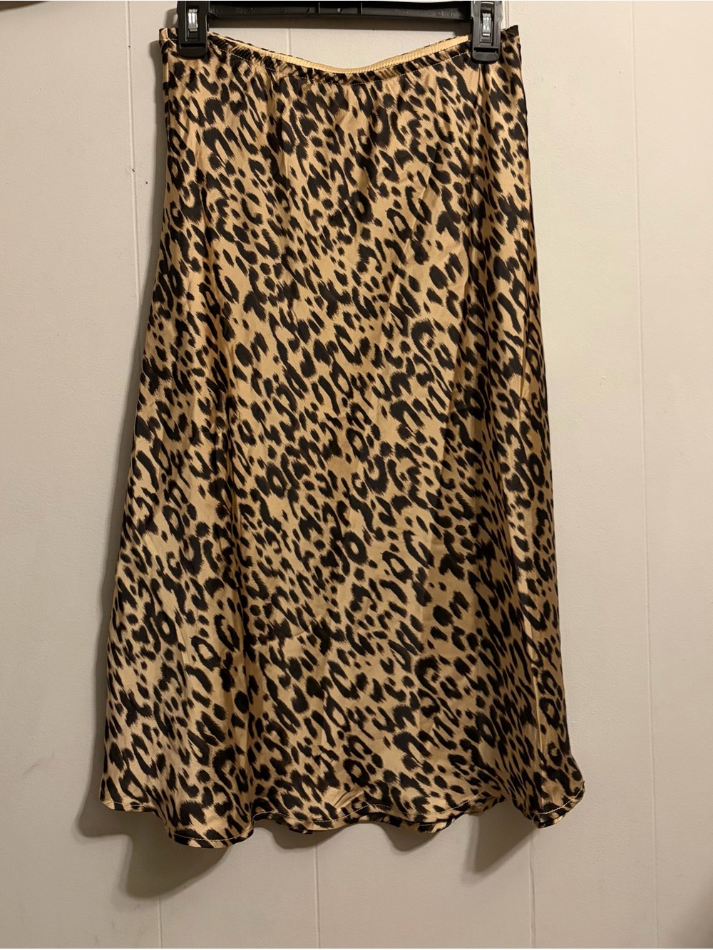 Sienna Sky Leopard Print Midi Skirt - Beige & Black silky
